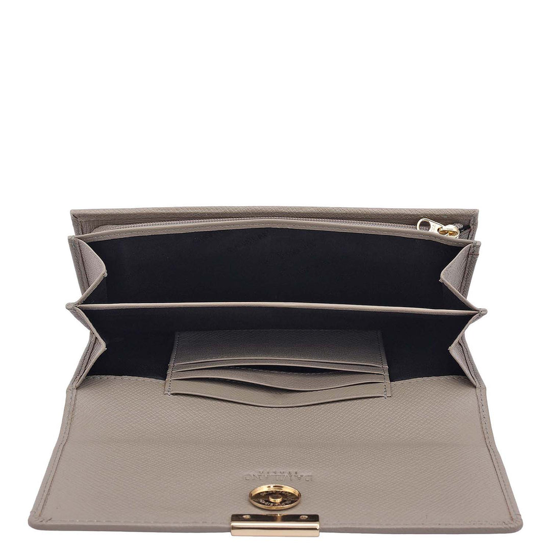 Croco Franzy Leather Ladies Wallet - Stone Grey