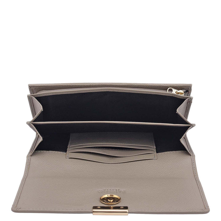 Croco Franzy Leather Ladies Wallet - Stone Grey