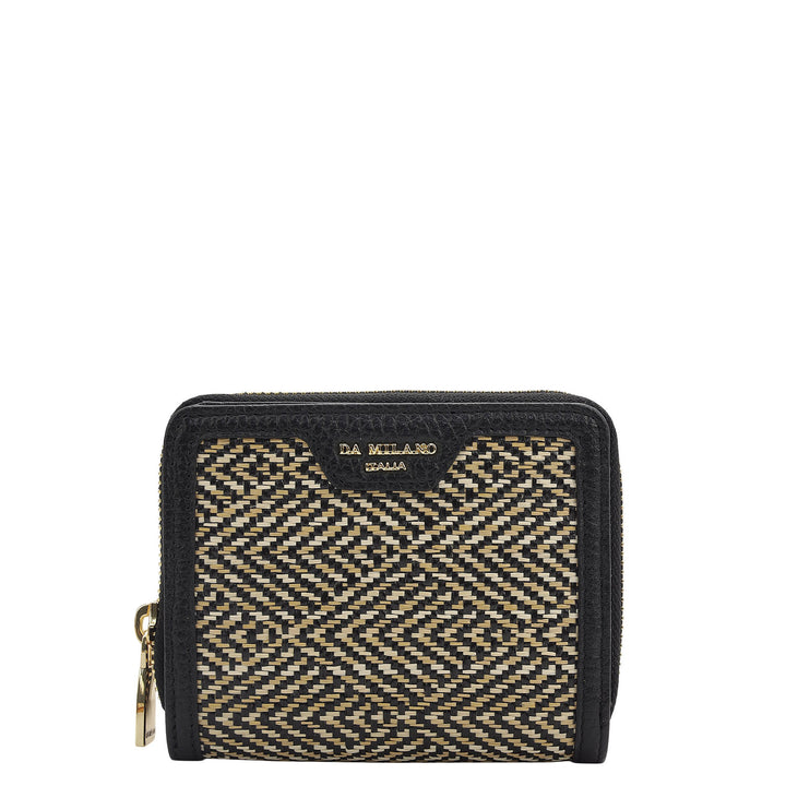 Canvas Wax Leather Ladies Wallet - Black