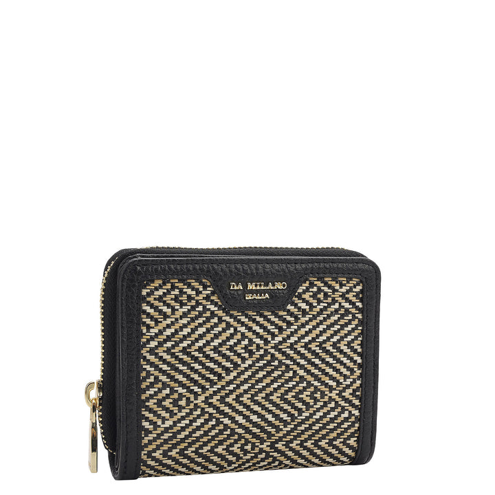 Canvas Wax Leather Ladies Wallet - Black