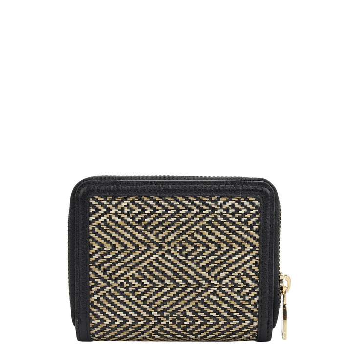 Canvas Wax Leather Ladies Wallet - Black