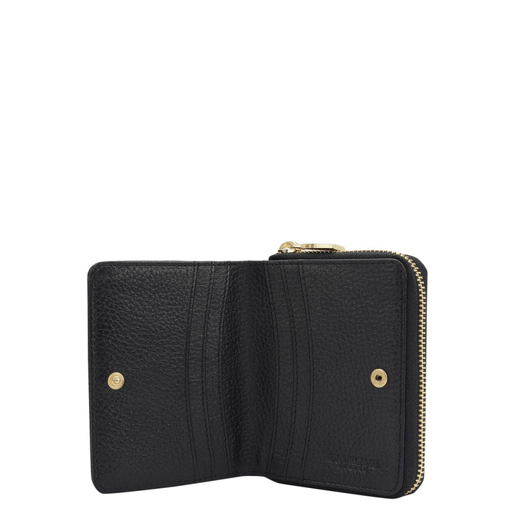 Canvas Wax Leather Ladies Wallet - Black