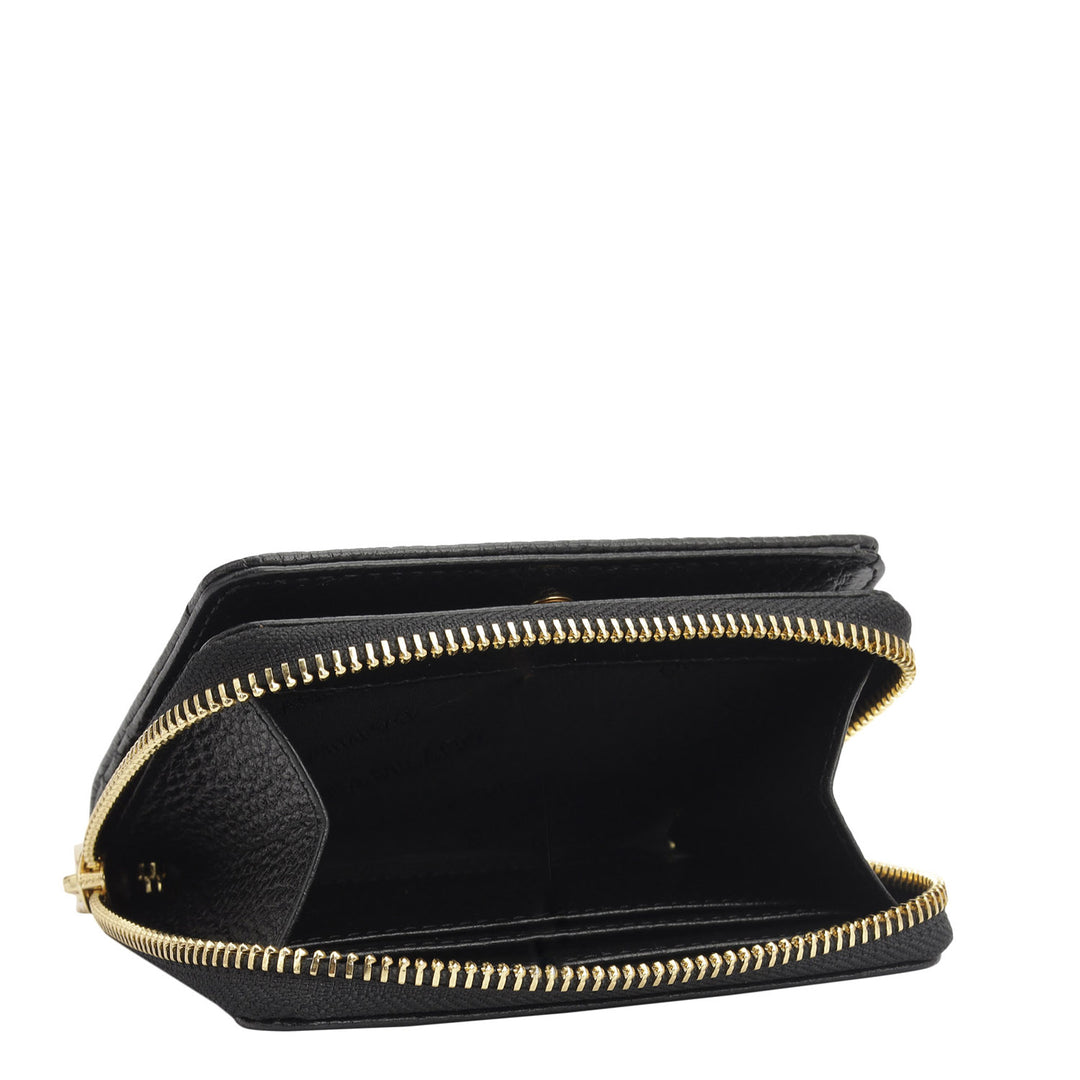 Canvas Wax Leather Ladies Wallet - Black