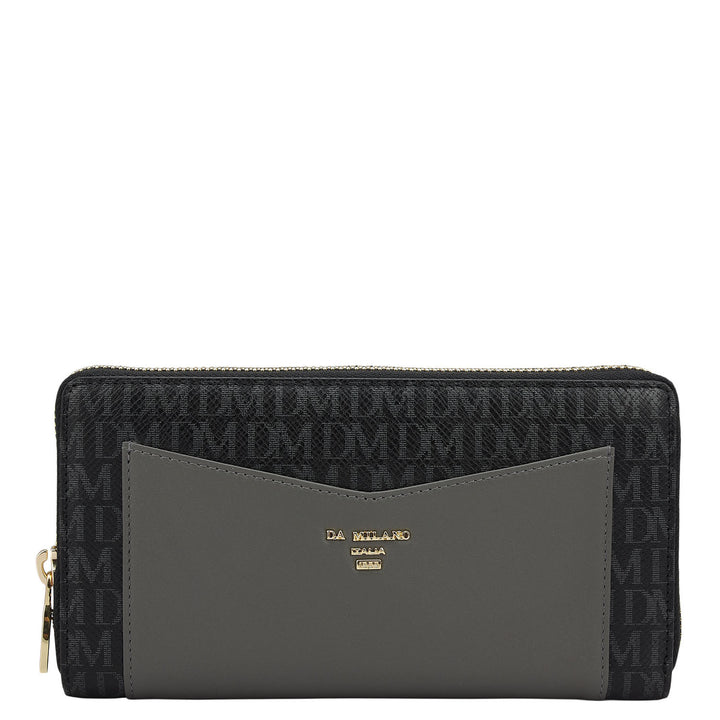 Monogram Plain Leather Ladies Wallet - Black