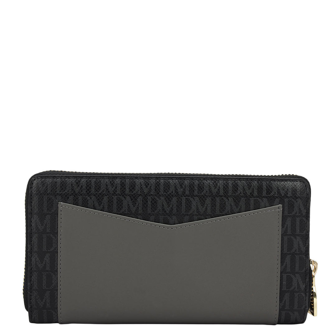 Monogram Plain Leather Ladies Wallet - Black