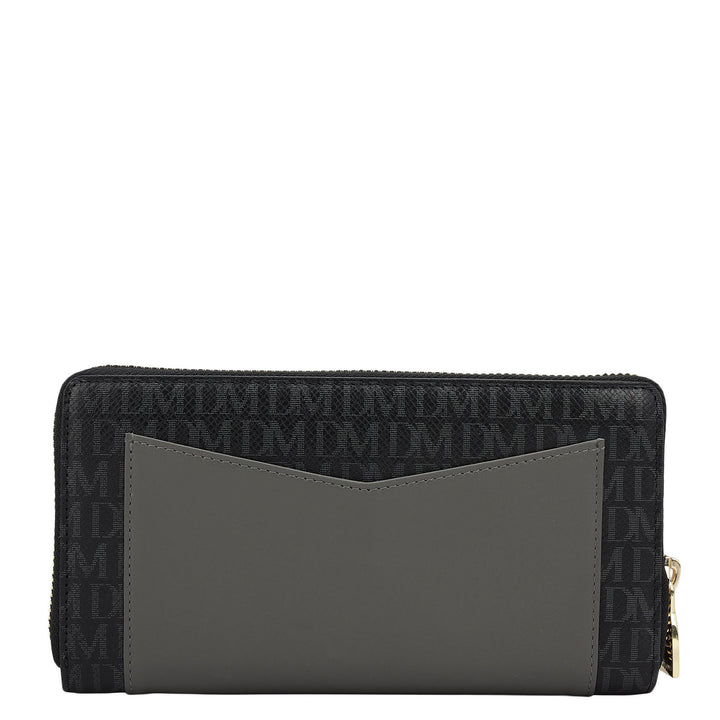Monogram Plain Leather Ladies Wallet - Black