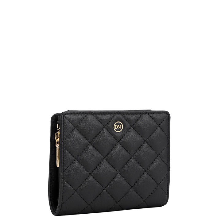 Quilting Leather Ladies Wallet - Black