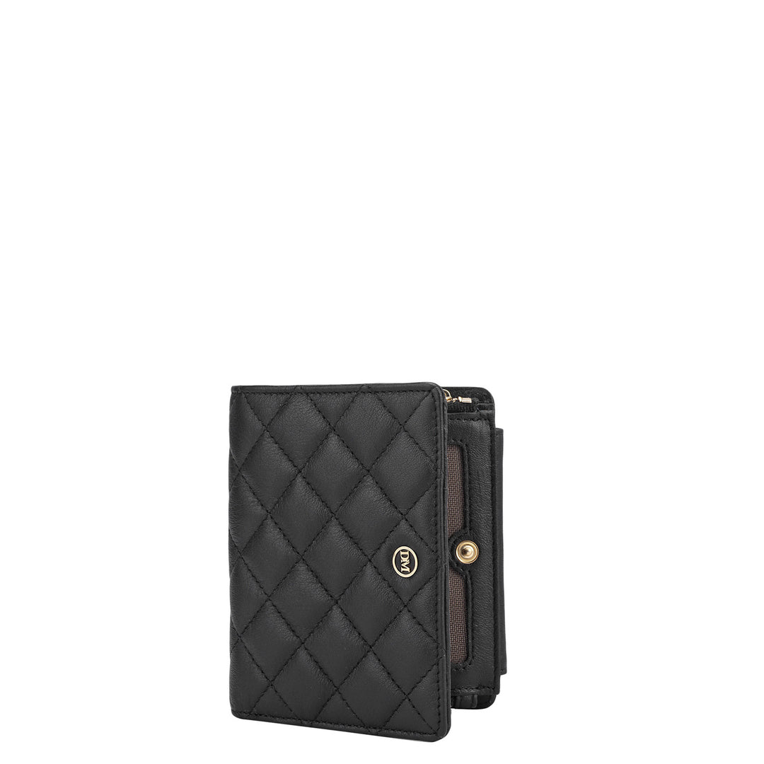 Quilting Leather Ladies Wallet - Black