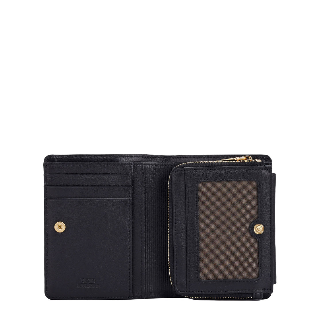 Quilting Leather Ladies Wallet - Black