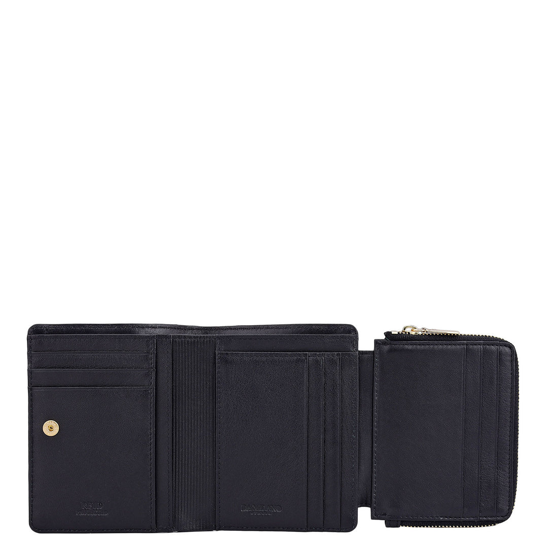 Quilting Leather Ladies Wallet - Black