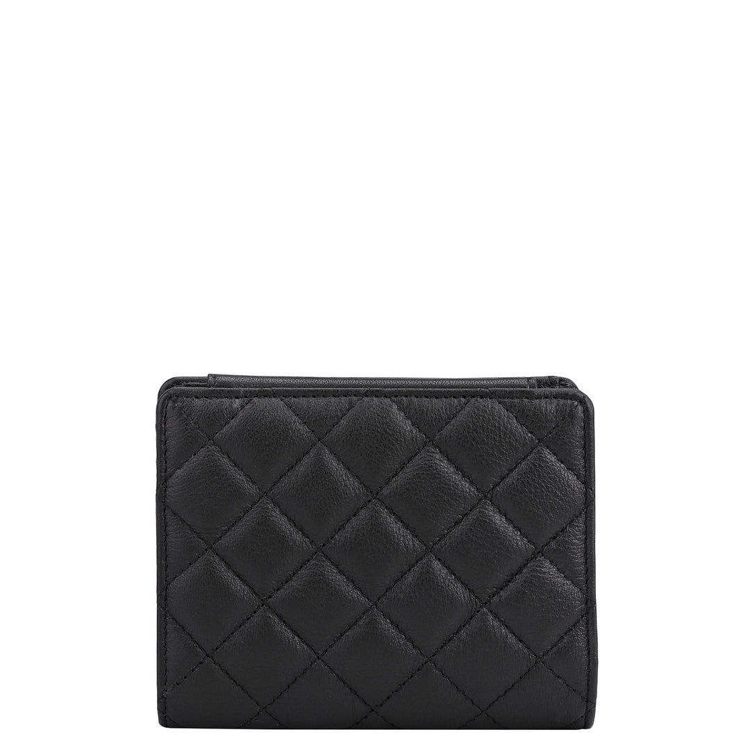 Quilting Leather Ladies Wallet - Black