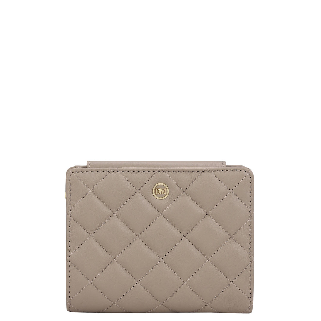 Quilting Leather Ladies Wallet - Taupe