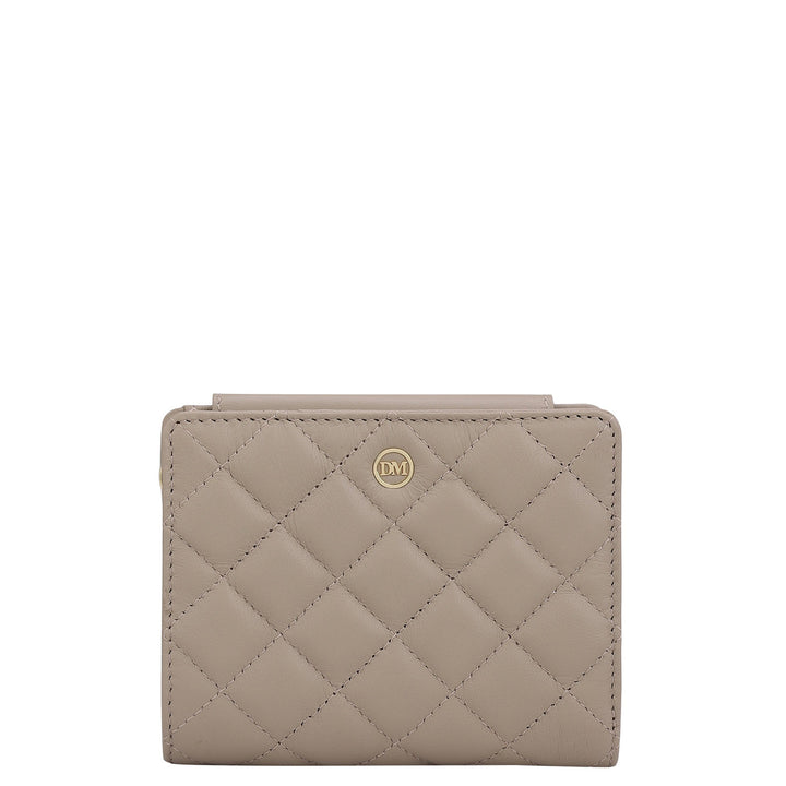 Quilting Leather Ladies Wallet - Taupe