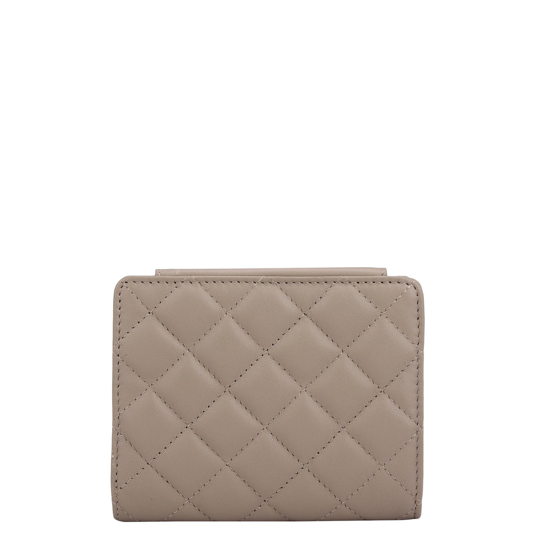 Quilting Leather Ladies Wallet - Taupe