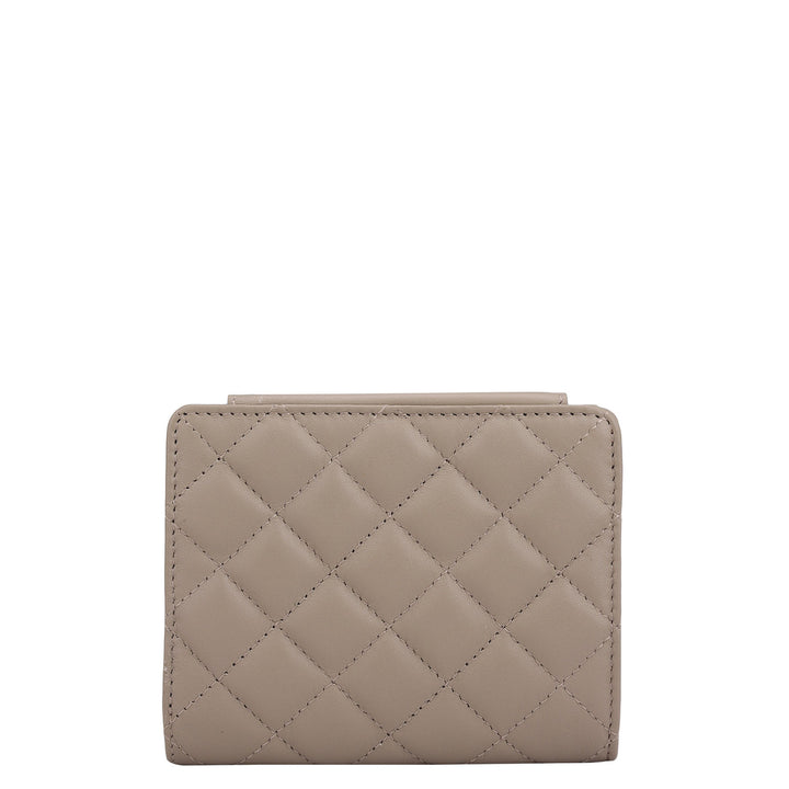 Quilting Leather Ladies Wallet - Taupe