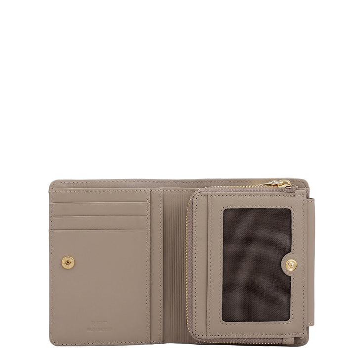 Quilting Leather Ladies Wallet - Taupe
