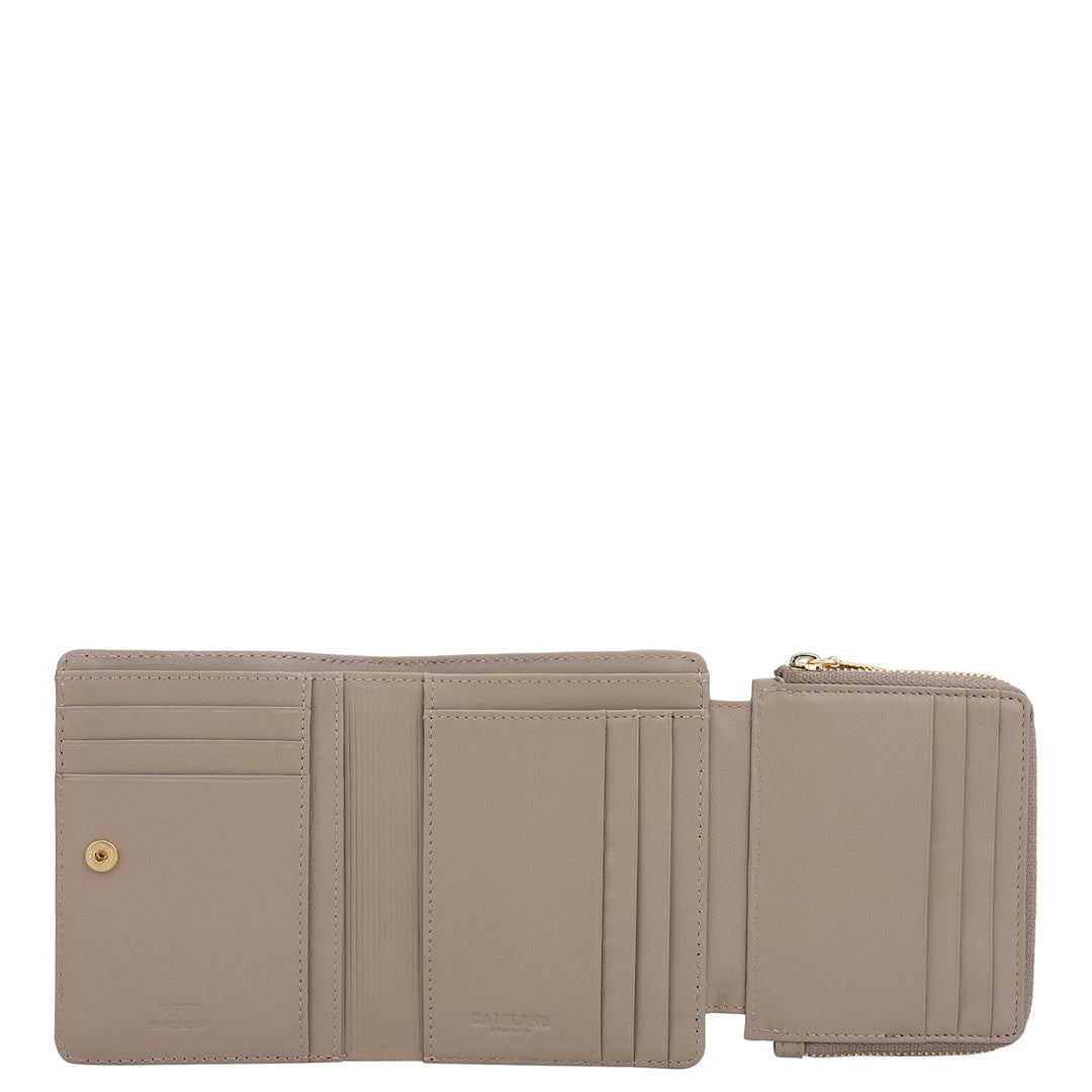 Quilting Leather Ladies Wallet - Taupe