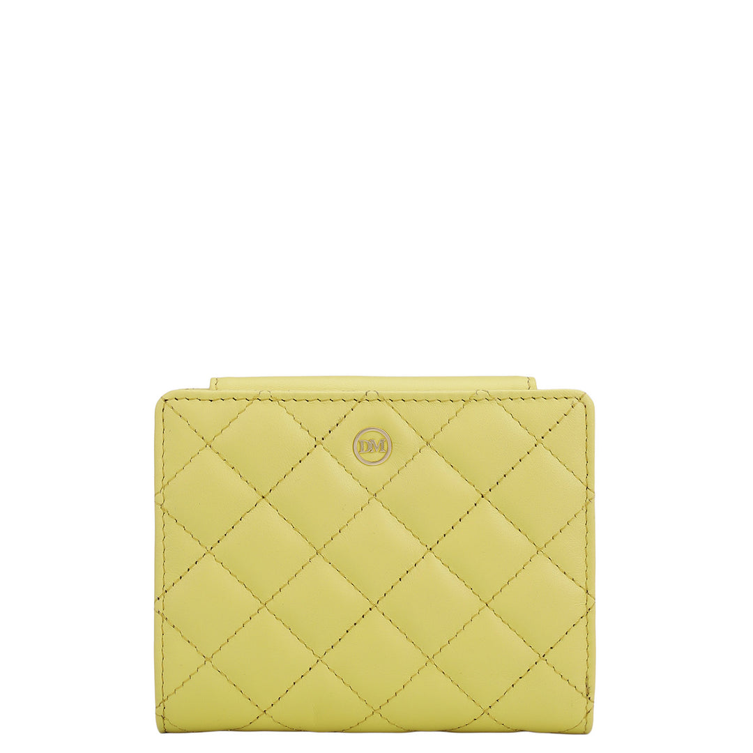 Quilting Leather Ladies Wallet - Yellow