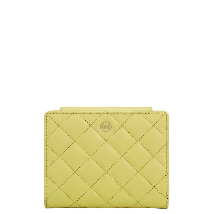 Quilting Leather Ladies Wallet - Yellow