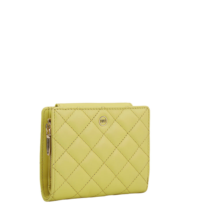Quilting Leather Ladies Wallet - Yellow