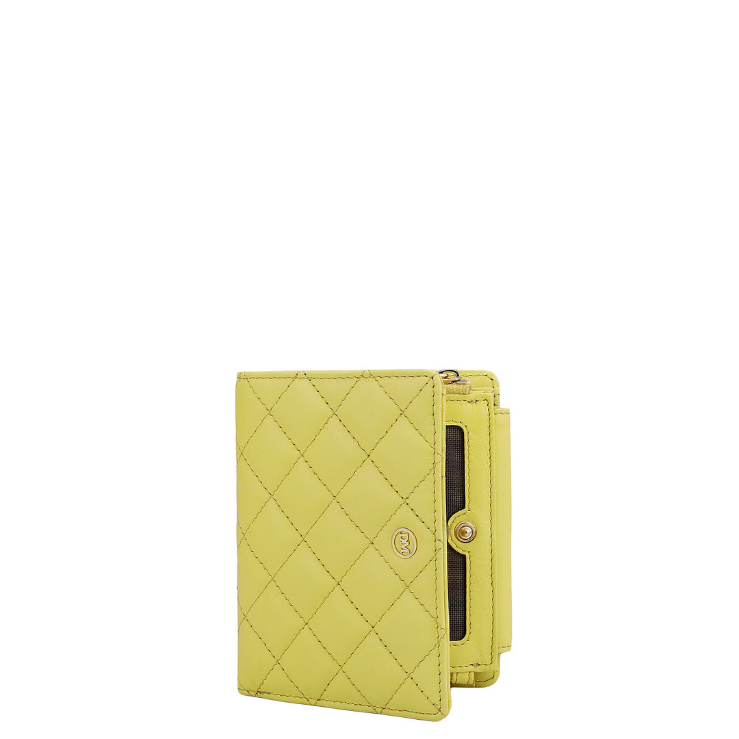 Quilting Leather Ladies Wallet - Yellow