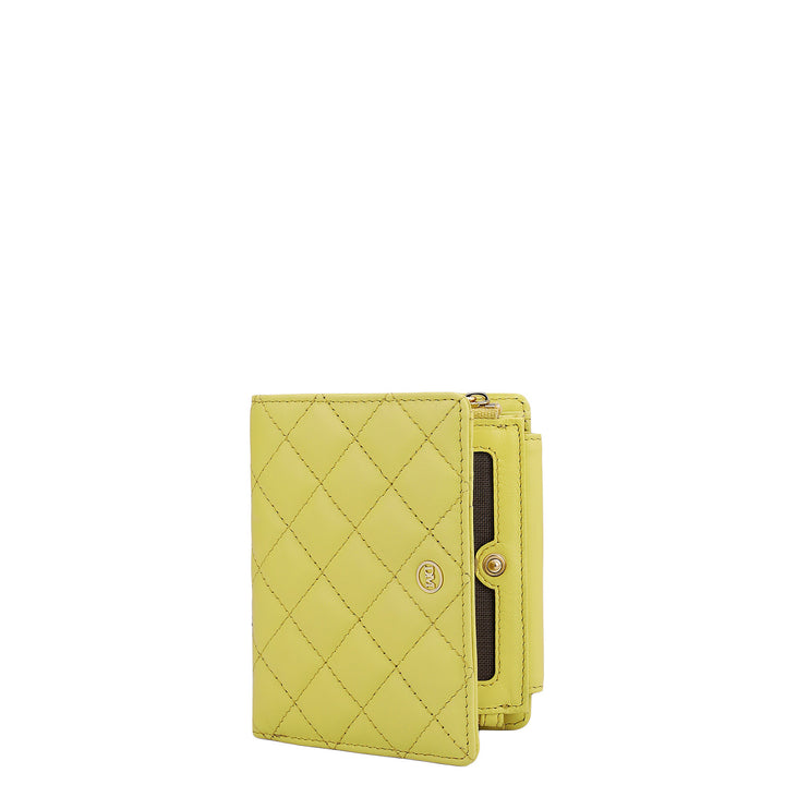 Quilting Leather Ladies Wallet - Yellow