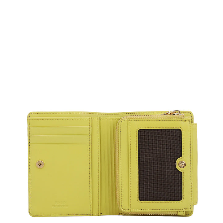 Quilting Leather Ladies Wallet - Yellow