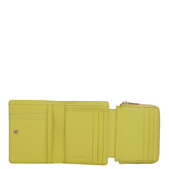Quilting Leather Ladies Wallet - Yellow