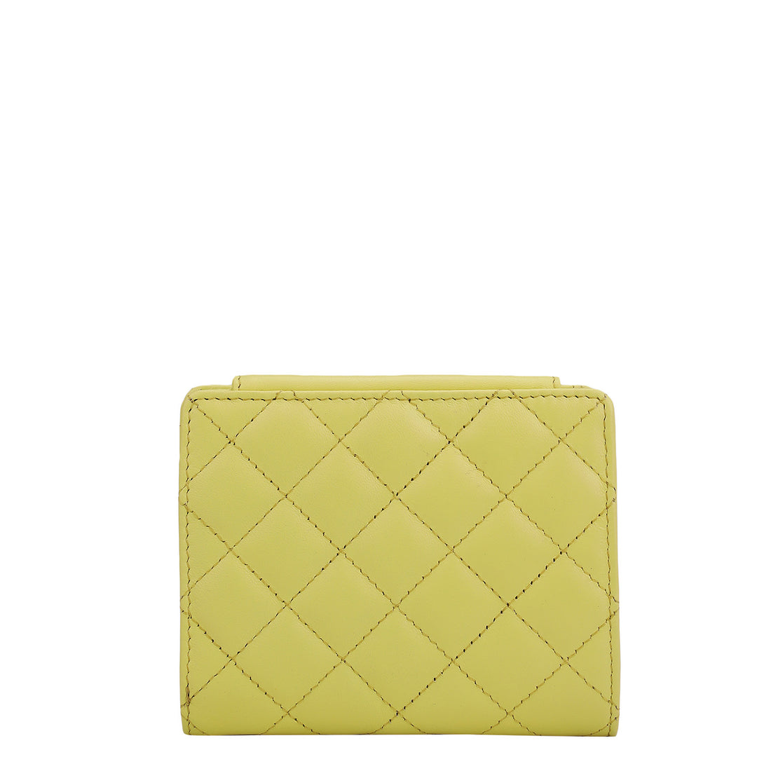 Quilting Leather Ladies Wallet - Yellow