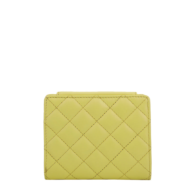 Quilting Leather Ladies Wallet - Yellow