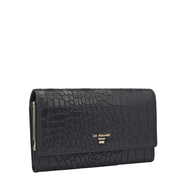 Croco Leather Ladies Wallet - Black