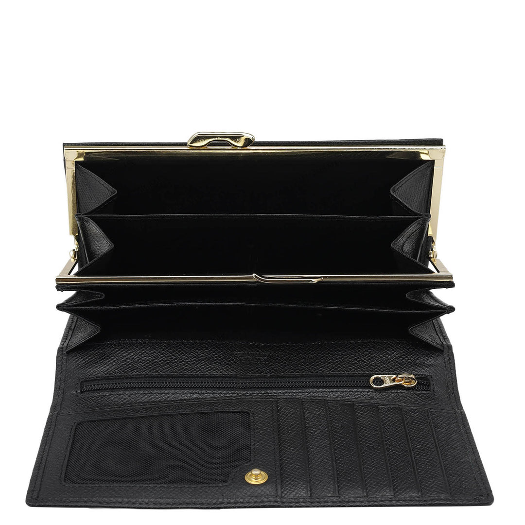 Croco Leather Ladies Wallet - Black