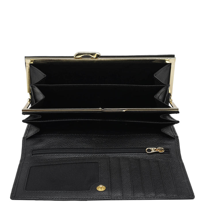 Croco Leather Ladies Wallet - Black