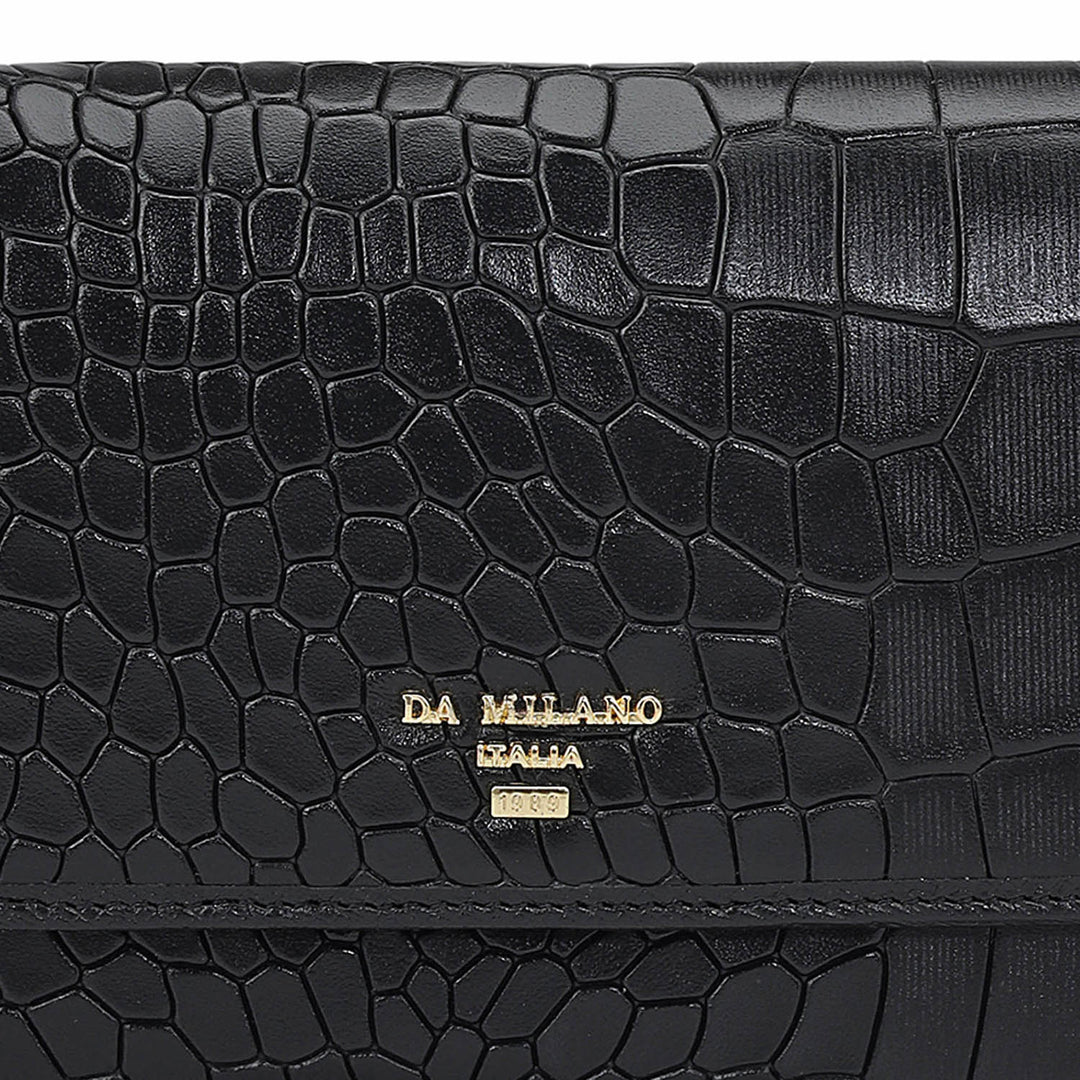 Croco Leather Ladies Wallet - Black