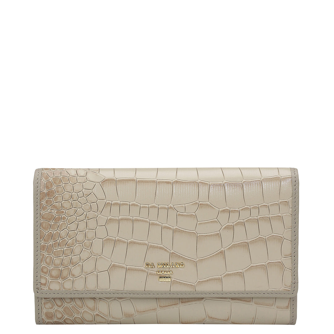 Croco Leather Ladies Wallet - Frost