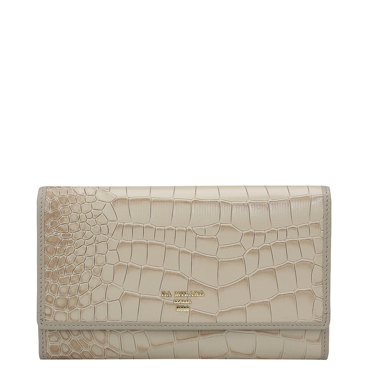 Croco Leather Ladies Wallet - Frost