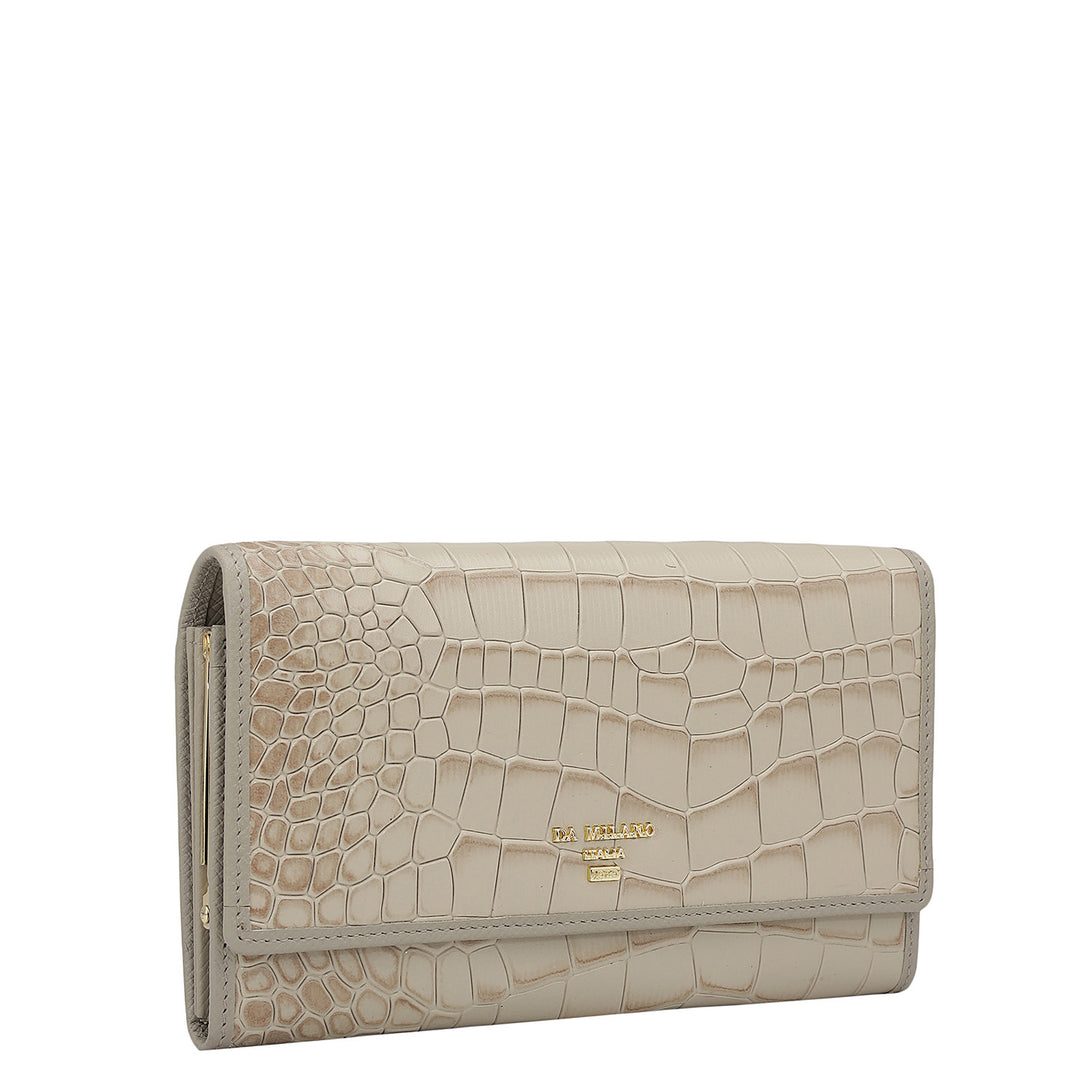 Croco Leather Ladies Wallet - Frost