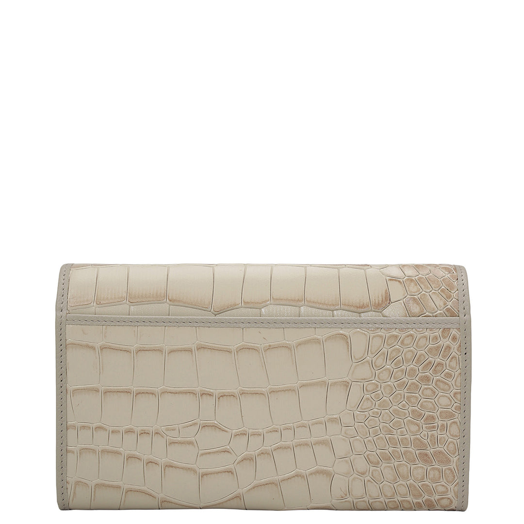 Croco Leather Ladies Wallet - Frost