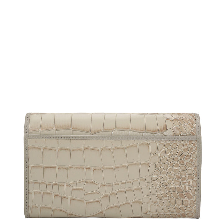 Croco Leather Ladies Wallet - Frost