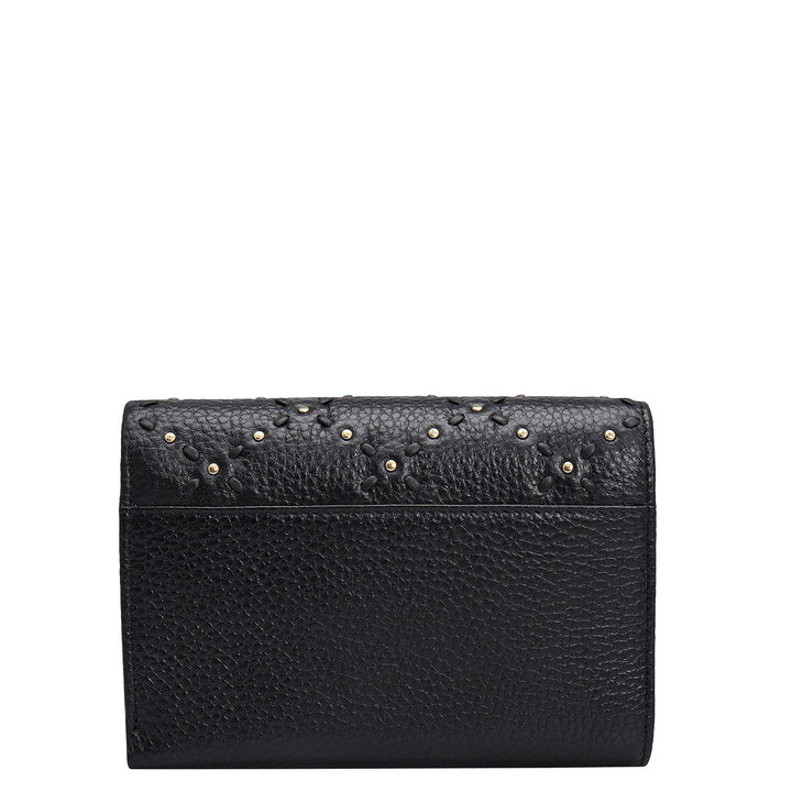 Wax Leather Ladies Wallet - Black