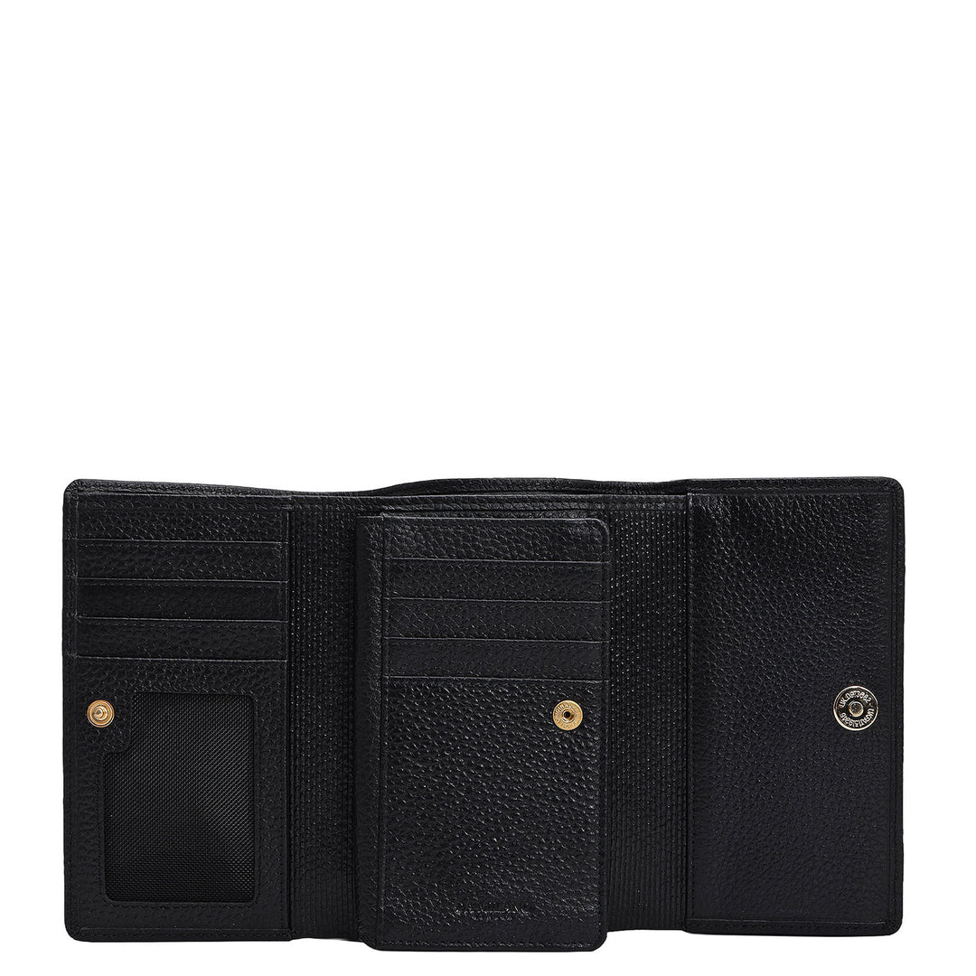 Wax Leather Ladies Wallet - Black
