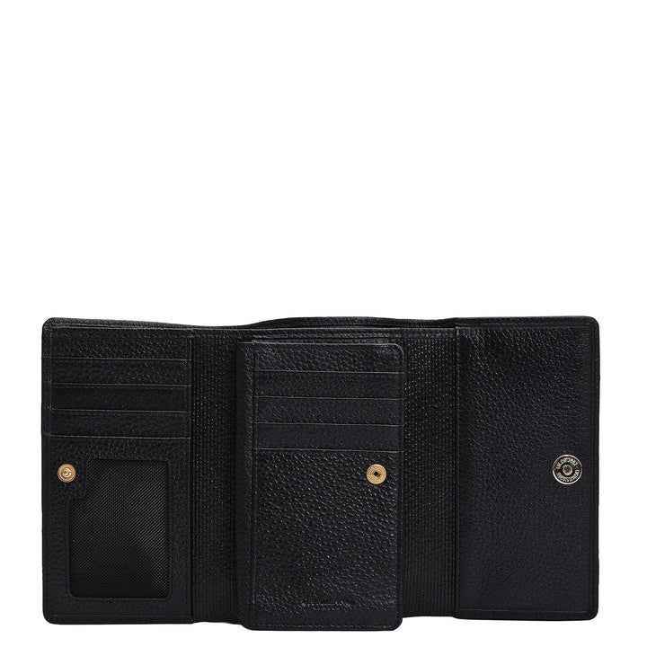 Wax Leather Ladies Wallet - Black