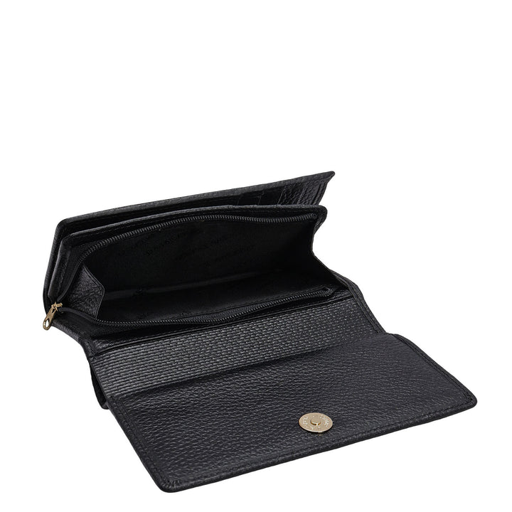 Wax Leather Ladies Wallet - Black