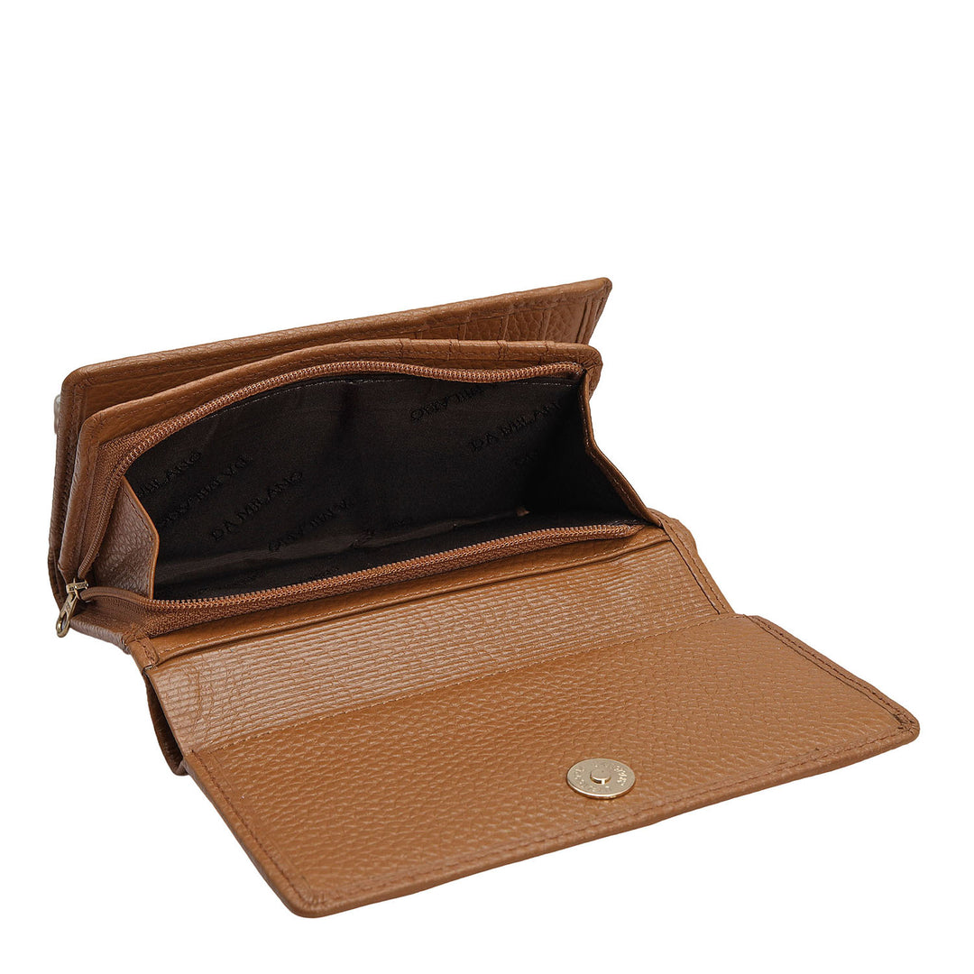 Wax Leather Ladies Wallet - Caramel