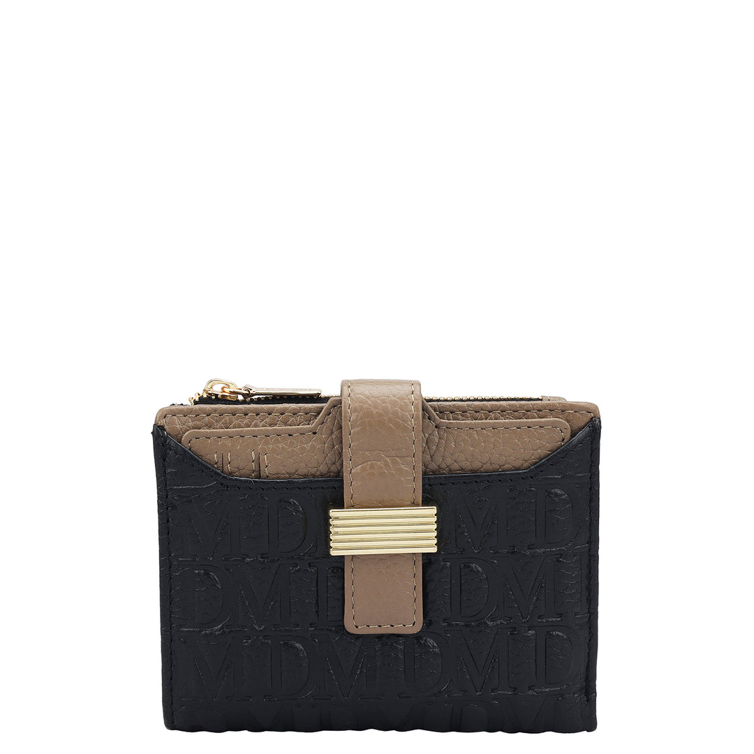 Monogram Leather Ladies Wallet - Black