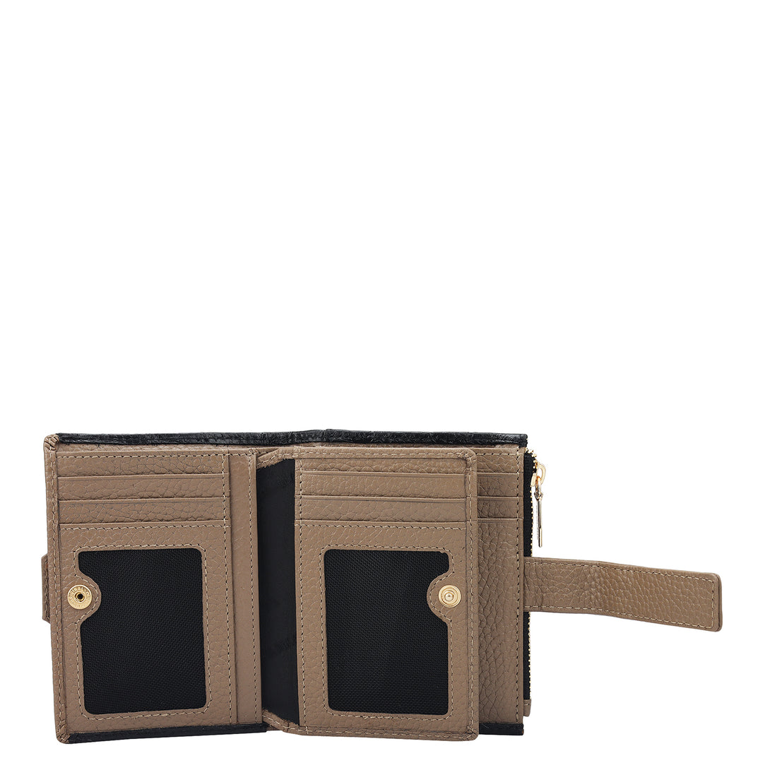 Monogram Leather Ladies Wallet - Black