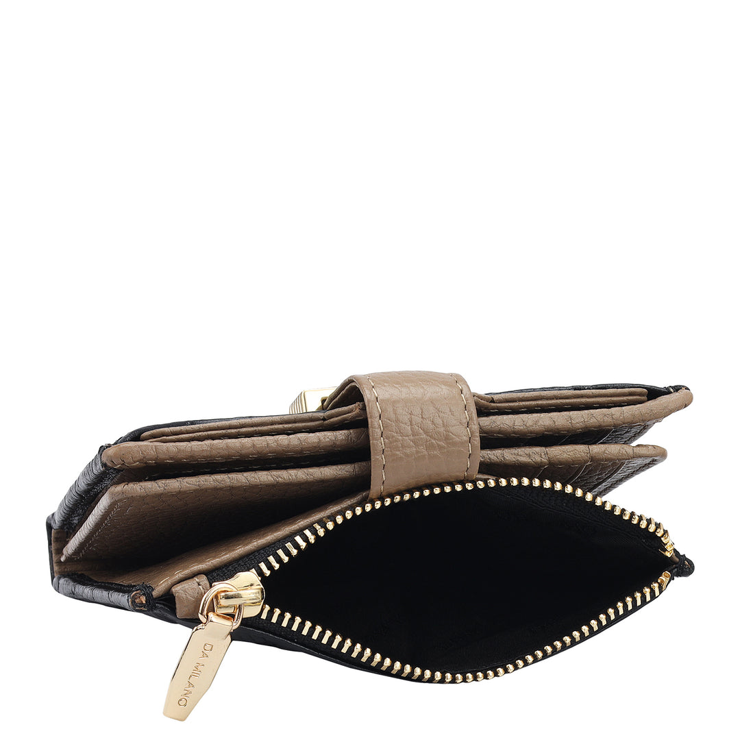 Monogram Leather Ladies Wallet - Black