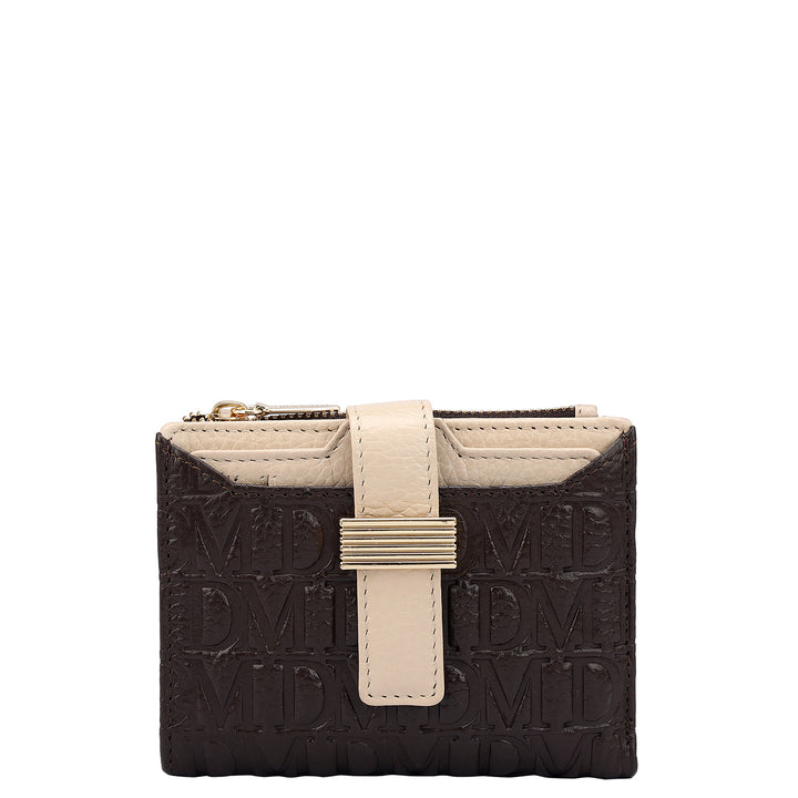 Monogram Leather Ladies Wallet - Chocolate