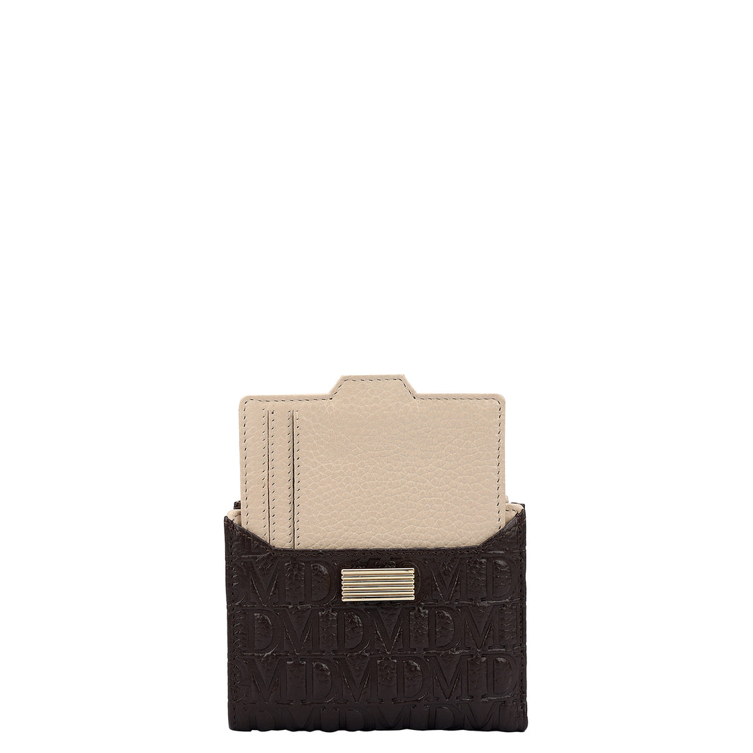 Monogram Leather Ladies Wallet - Chocolate