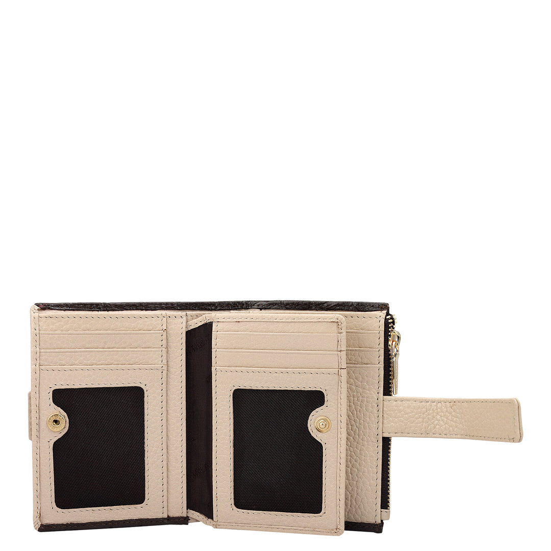 Monogram Leather Ladies Wallet - Chocolate